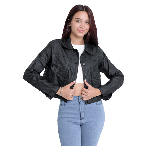 Campera Engomada Corta mujer tela importada talles 38 al 44 DEJEANCI