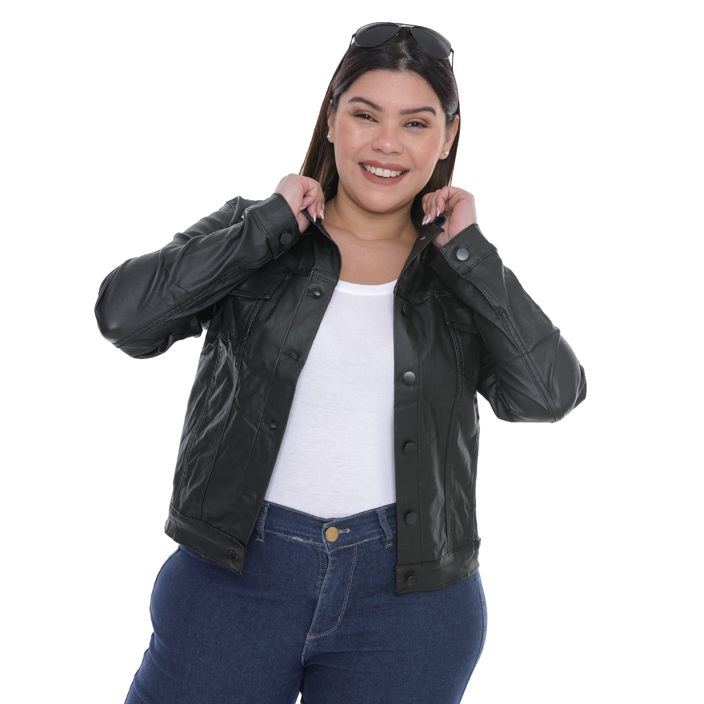 Campera Engomada plus size mujer costuras reforzadas tela importada DEJEANCI