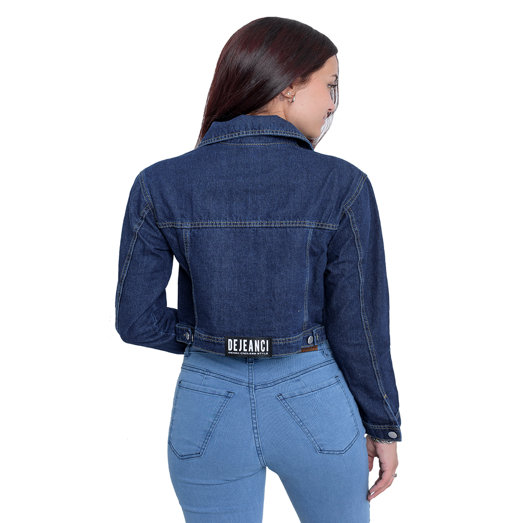 Campera Jean Corta mujer look urbano otoño invierno talle 38 al 44 DEJEANCI